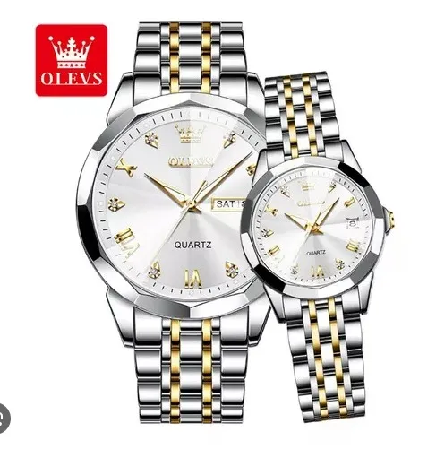 Olevs Stainless Steel fashionable Couple watches Silver - Image 3