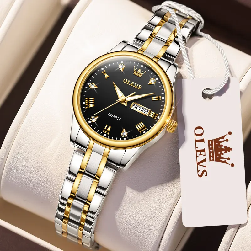 Olevs 5563 – Silver Women's Watch (black dial) - Image 2