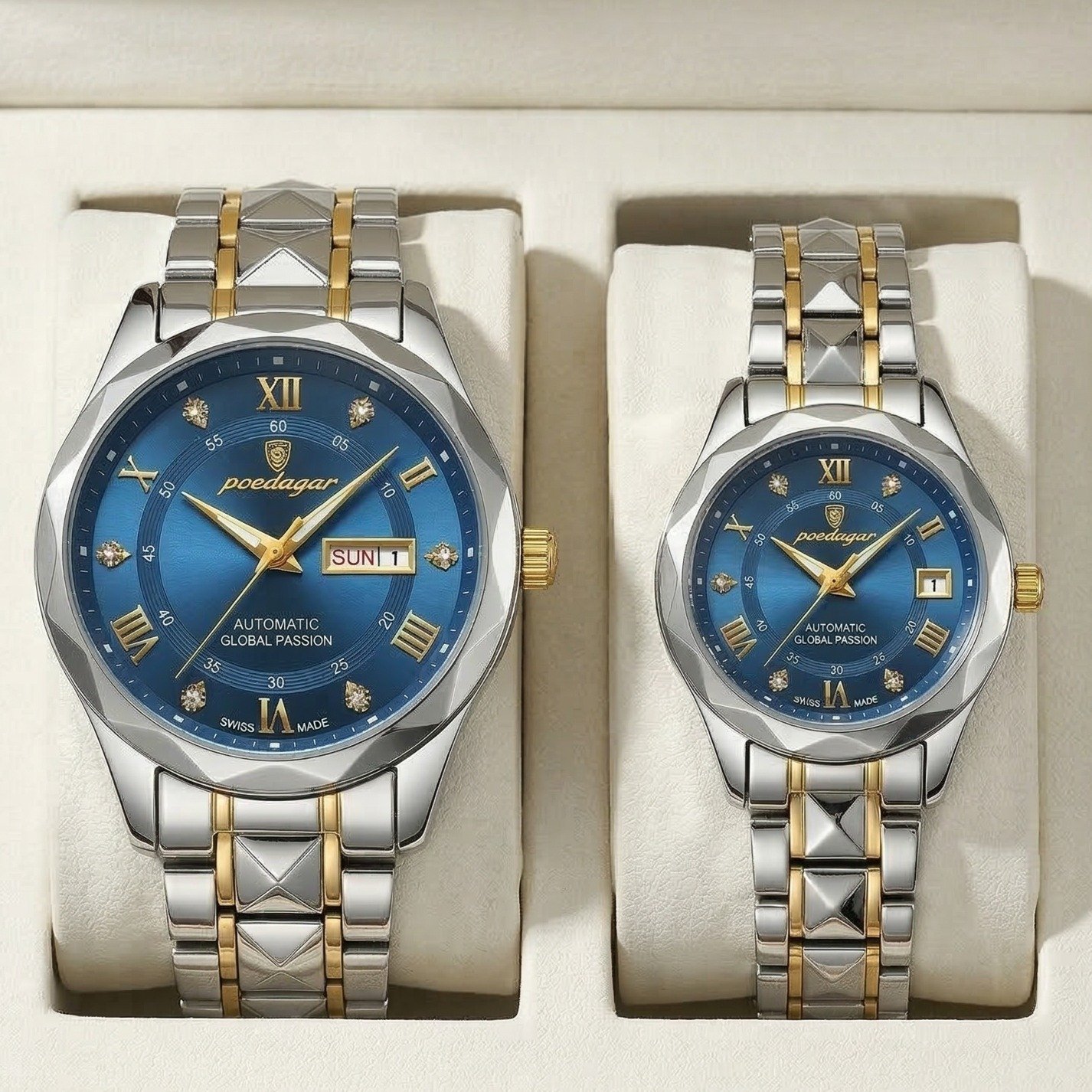 Poedagar Luxury Couple Watch (Water Resistant)