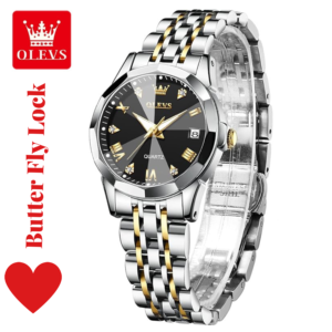 Butterfly Lock OLEVS Watch for Women Black Dial