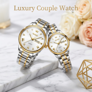 Olevs 5563 Couple Watch two tone chain (White dial)