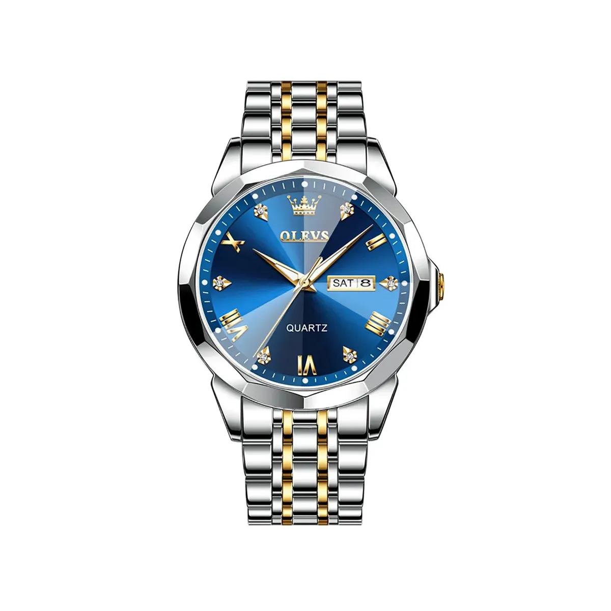 OLEVS 9931G New Exclusive Design Quartz Watch for Men Nevy blue - Image 5