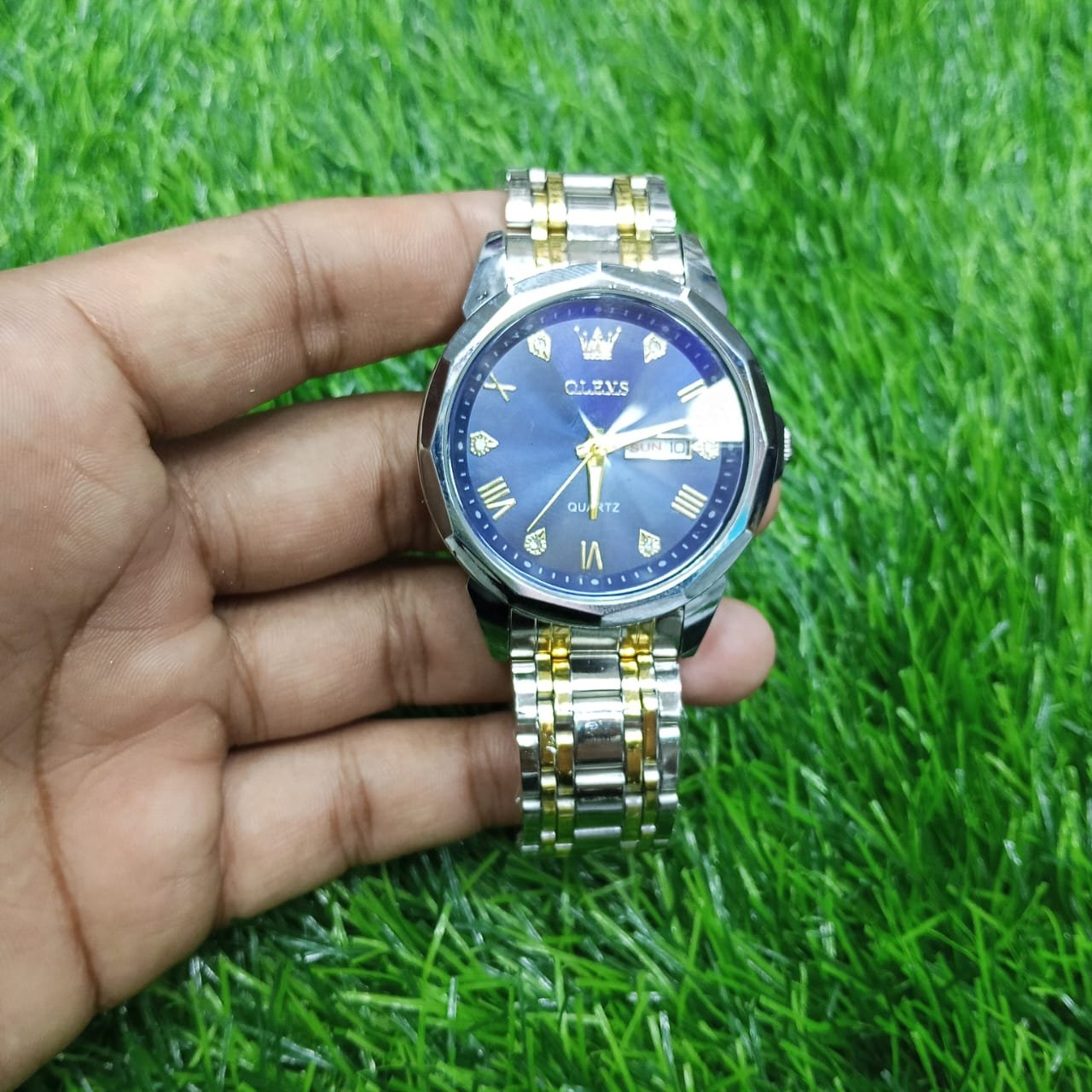 OLEVS 9931G New Exclusive Design Quartz Watch for Men Nevy blue - Image 3