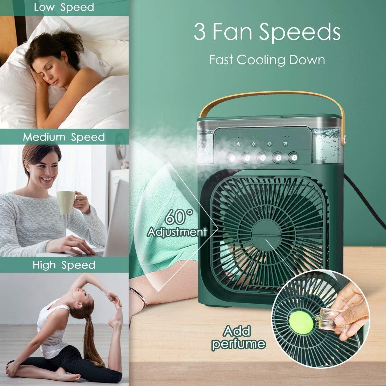 Air Cooling USB Fan with LED Night Light Water Fan - Image 2
