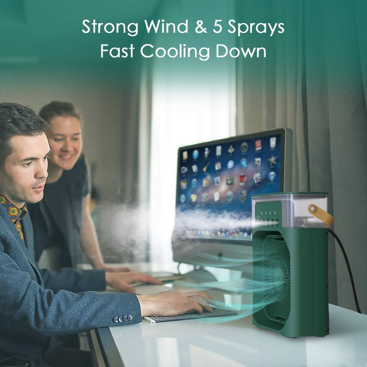 Air Cooling USB Fan with LED Night Light Water Fan - Image 4