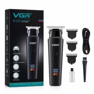 VGR V-937 Professional Cordless Hair & Beard Trimmer for Men – LCD Display, 500 Min Runtime, 2000mAh Battery, Zero Gap Stainless Steel Blade (Black)