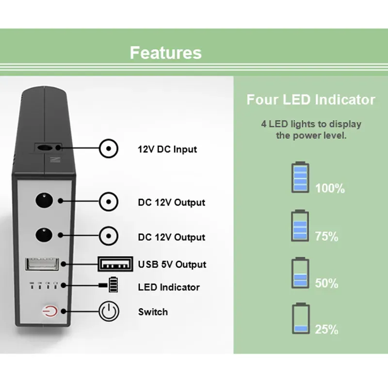 WGP mini UPS input 12v output 5/9/12V (10400mAh) - Image 3