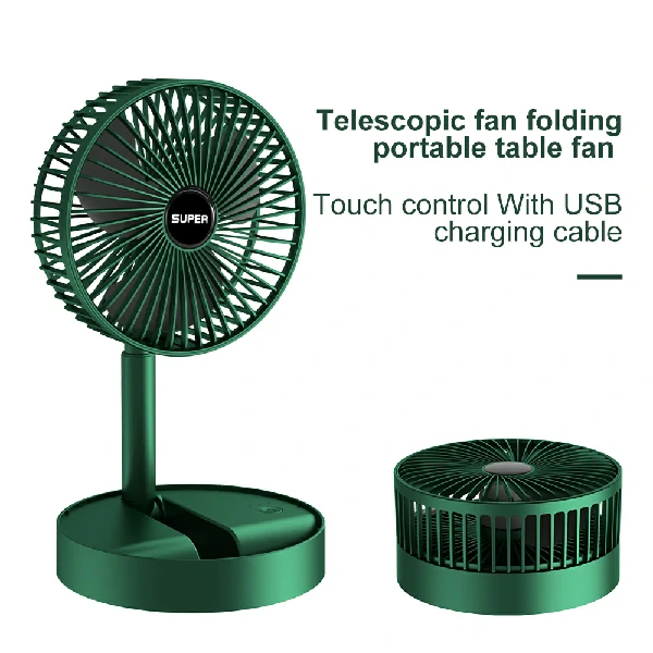 Folding Rechargeable Desk Fan, 3 Speeds Adjustable Height Table Fan with Timer, 2000mAh Rechargeable USB Charging for Home Office Travel - Image 3