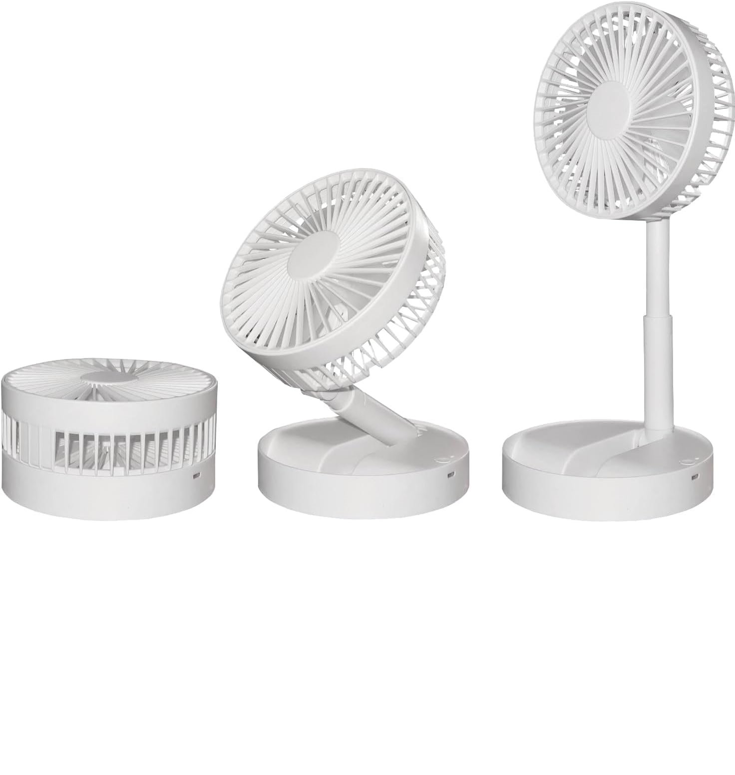 Folding Rechargeable Desk Fan, 3 Speeds Adjustable Height Table Fan with Timer, 2000mAh Rechargeable USB Charging for Home Office Travel - Image 2