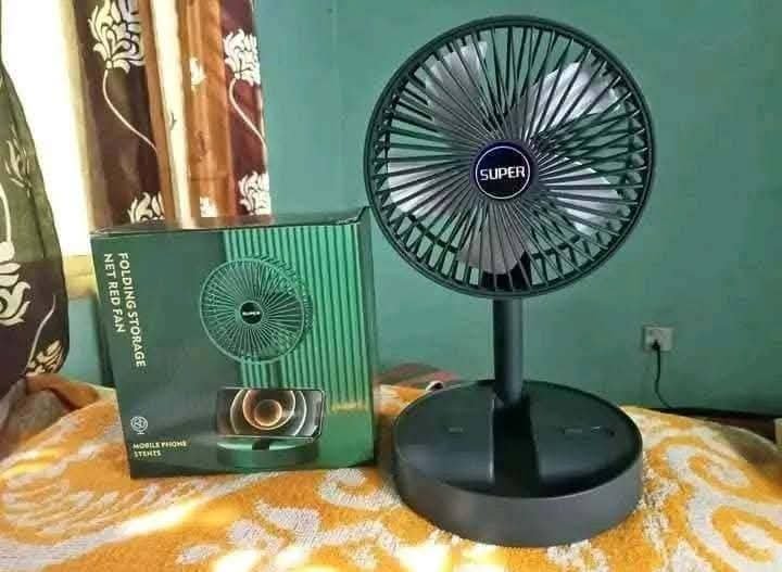 Folding Rechargeable Desk Fan, 3 Speeds Adjustable Height Table Fan with Timer, 2000mAh Rechargeable USB Charging for Home Office Travel - Image 6