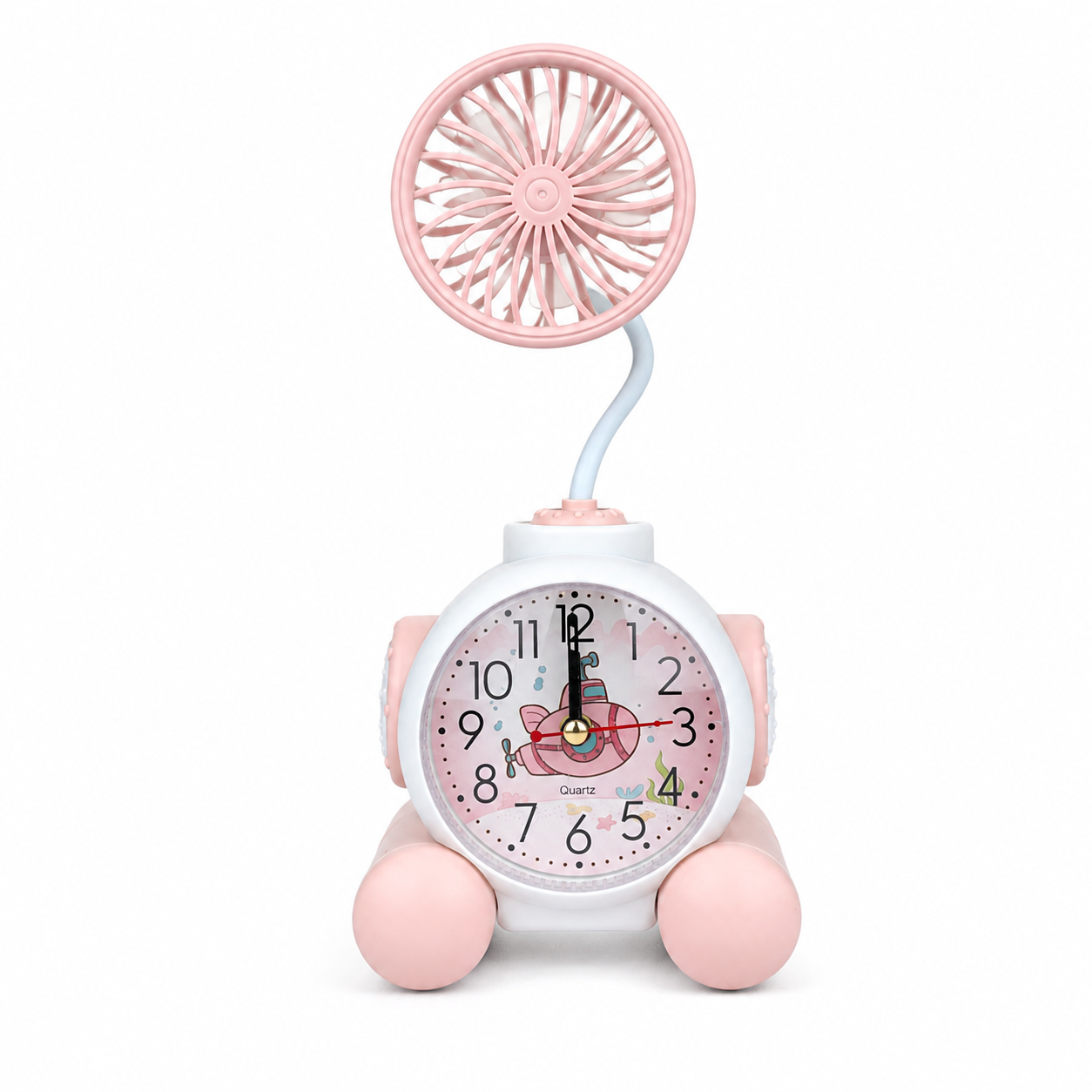2-in-1 Cute Cartoon/Astronaut Alarm Clock with USB Rechargeable Mini Fan | Silent Desk Fan & Clock Combo for Kids Study Table & Office Decor - Image 6