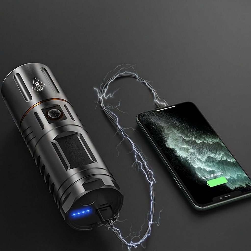 Rechargeable LED Flashlight with Telescopic Zoom & Power Bank Function - Image 6