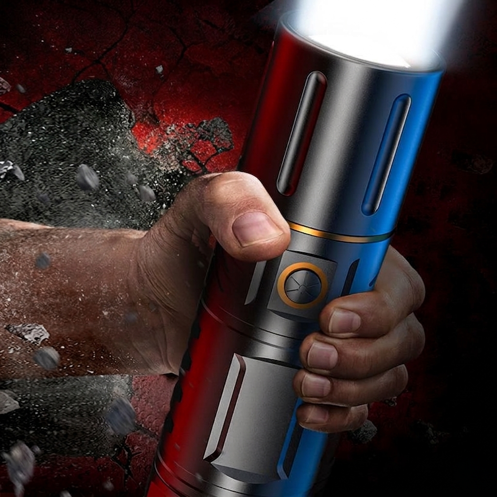 Rechargeable LED Flashlight with Telescopic Zoom & Power Bank Function - Image 3